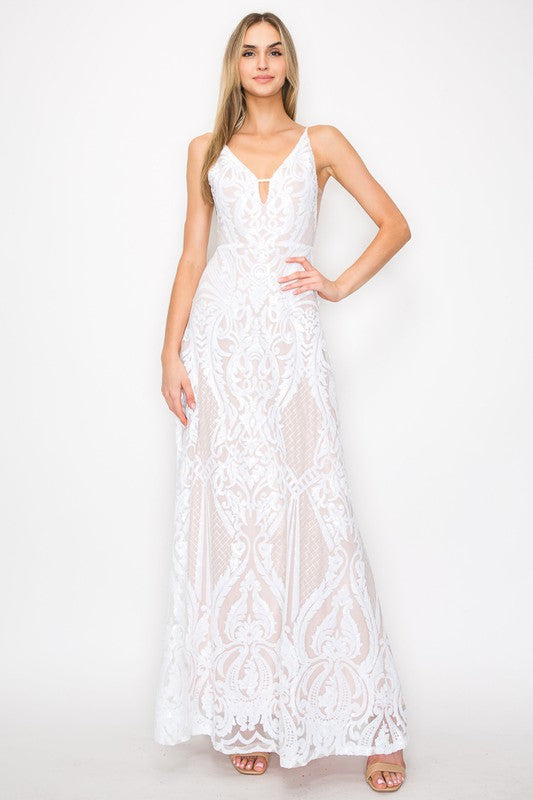White Sequin Maxi Dress Aquarius Brand White Sequin Maxi Dress Aquarius Brand