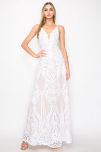 White Sequin Maxi Dress