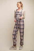 Blue Mix Plaid Suspender Overalls Jumpsuit