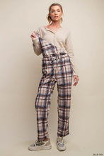 Blue Mix Plaid Suspender Overalls Jumpsuit