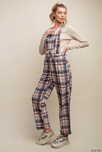 Blue Mix Plaid Suspender Overalls Jumpsuit