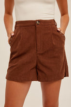 Chocolate Studded Detail Pockets Corduroy Shorts