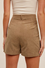 Dusty Olive Studded Detail Pockets Corduroy Shorts