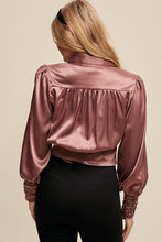 Maroon Wrap Style Satin Blouse Top