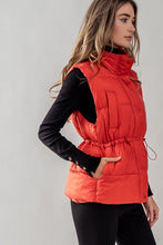 Tomato High Neck Toggle Waist Puffer Vest