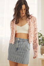 Soft Pink Feathered Sequin Embellished Jacket