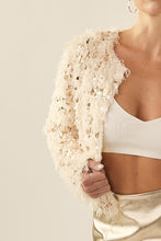 Beige/Gold Feathered Sequin Embellished Jacket