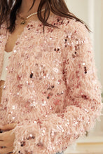 Soft Pink Feathered Sequin Embellished Jacket