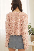 Soft Pink Feathered Sequin Embellished Jacket