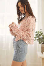 Soft Pink Feathered Sequin Embellished Jacket