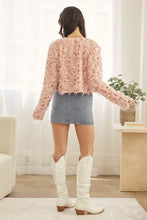 Soft Pink Feathered Sequin Embellished Jacket