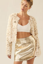 Beige/Gold Feathered Sequin Embellished Jacket