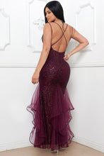 Maroon Glued Glitter Swirl Patterned Maxi Dress