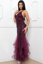 Maroon Glued Glitter Swirl Patterned Maxi Dress