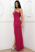 Magenta Sew On Rhinestone Detail On Bust Maxi Dress