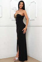 Black Sew On Rhinestone Detail On Bust Maxi Dress
