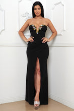 Black Sew On Rhinestone Detail On Bust Maxi Dress
