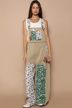 Olive Floral Patchwork Embroidery Overall