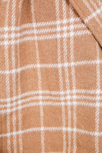 Camel/White Plaid Print Open Front Cozy Coat