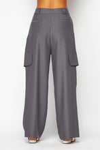 Smocked Charcoal Chanel Fabric Cargo Wide-leg Pants