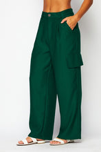 Midnight Green Chanel Fabric Cargo Wide-leg Pants