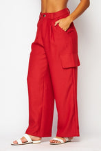 Scarlet Red Chanel Fabric Cargo Wide-leg Pants