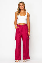 Raspberry Jam Chanel Fabric Cargo Wide-leg Pants