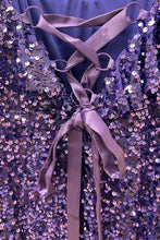Purple Sequin Off The Shoulder Maxi Dress