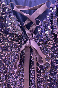 Purple Sequin Off The Shoulder Maxi Dress