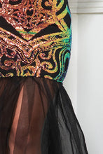 Black Sequin Broque Pattern Mesh Mermaid Maxi Dress