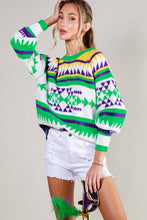 Off White Multi Contrast Color Detail Mardigras Sweater Top