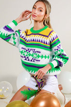 Off White Multi Contrast Color Detail Mardigras Sweater Top