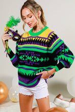 Black Multi Contrast Color Detail Mardigras Sweater Top