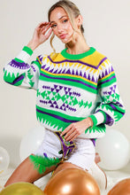 Off White Multi Contrast Color Detail Mardigras Sweater Top
