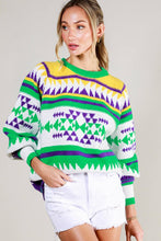 Off White Multi Contrast Color Detail Mardigras Sweater Top
