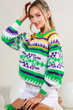 Off White Multi Contrast Color Detail Mardigras Sweater Top