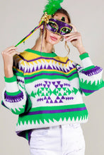 Off White Multi Contrast Color Detail Mardigras Sweater Top