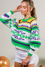 Off White Multi Contrast Color Detail Mardigras Sweater Top