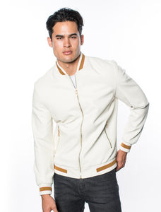 White Men's Fancy Pleather Jacket