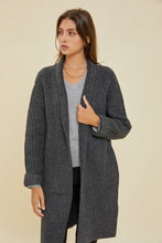 Charcoal Chunky Cable Knit Cardigan