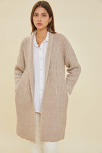 Taupe Chunky Cable Knit Cardigan