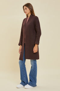 Wine Chunky Cable Knit Cardigan