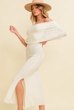 Ivory Off Shoulder Midi Sweater Dress