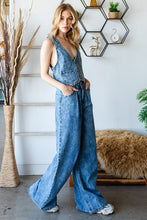 Med Wash Western Denim Vest And Wide Pant Set