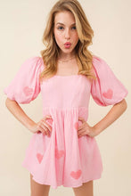 Pink Heart Patch Gauze Valentine Romper