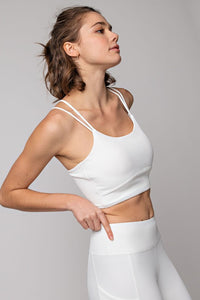 White Plus Size Nylon Rib Sports Bra