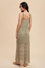 Dusty Olive Cotton Crochet Maxi Tank Dress