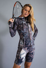 Black/White Plus Size Tie Dye Fitted Jacket
