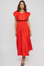 Tomato Red Arrive Late Cocktail Maxi Dress