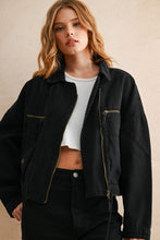Black Cotton Moto Style Jacket